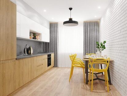 Фото № 1: Дизайн-проект трехкомнатной квартиры 74.5  м² Современный стиль для ЖК MatrЁshka city