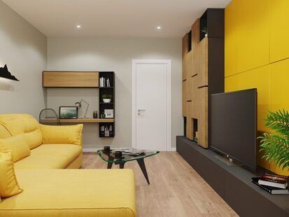 Фото № 6: Дизайн-проект трехкомнатной квартиры 74.5  м² Современный стиль для ЖК MatrЁshka city