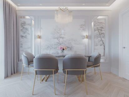 Фото № 3: Дизайн-проект двухкомнатной квартиры 51.58  м² стиль Современная классика для ЖК Стрижи Сити