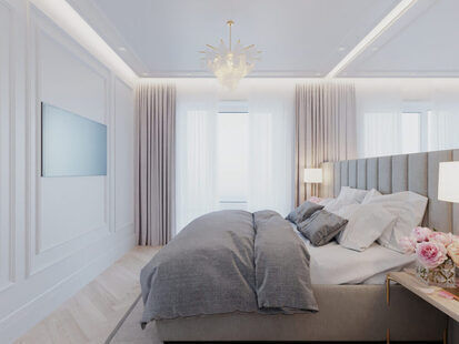 Фото № 6: Дизайн-проект двухкомнатной квартиры 51.58  м² стиль Современная классика для ЖК Стрижи Сити