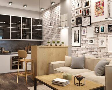 Фото № 1: Дизайн-проект однокомнатной квартиры 48.08  м² Современный стиль для ЖК Комарово