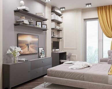 Фото № 5: Дизайн-проект однокомнатной квартиры 48.08  м² Современный стиль для ЖК Комарово