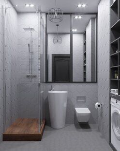 Фото № 3: Дизайн-проект однокомнатной квартиры 48.08  м² Современный стиль для ЖК Комарово