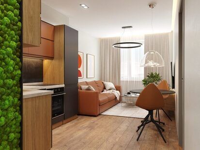 Фото № 3: Дизайн-проект однокомнатной квартиры 38.21  м² Современный стиль для ЖК Мозаика