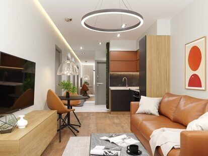 Фото № 4: Дизайн-проект однокомнатной квартиры 38.21  м² Современный стиль для ЖК Мозаика