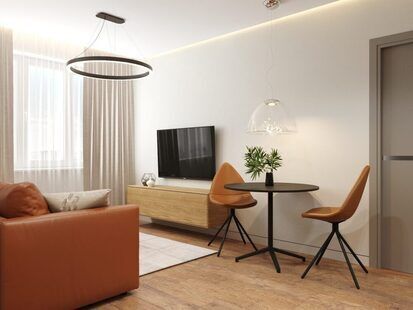 Фото № 2: Дизайн-проект однокомнатной квартиры 38.21  м² Современный стиль для ЖК Мозаика