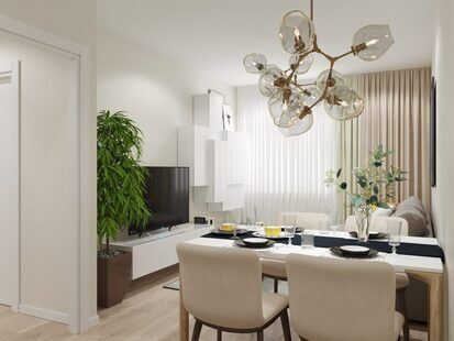 Фото № 6: Дизайн-проект однокомнатной квартиры 35.8  м² Скандинавский стиль для ЖК Мозаика