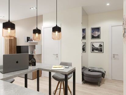 Фото № 3: Дизайн-проект однокомнатной квартиры 34.14  м² стиль Современный для ЖК Мозаика