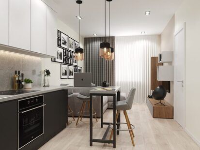 Фото № 6: Дизайн-проект однокомнатной квартиры 34.14  м² стиль Современный для ЖК Мозаика