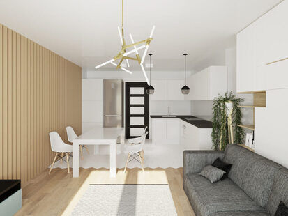 Фото № 1: Дизайн-проект евро двухкомнатной квартиры 59.68  м² стиль Модернизм для ЖК Ютта