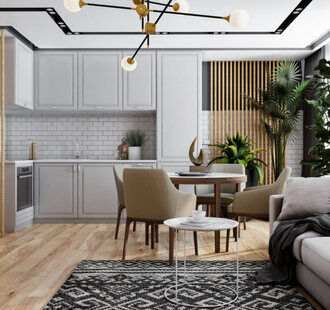 Фото № 6: Дизайн-проект евро трехкомнатной квартиры 66.47  м² стиль Современный для ЖК Мозаика