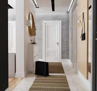 Фото № 2: Дизайн-проект евро трехкомнатной квартиры 66.47  м² стиль Современный для ЖК Мозаика