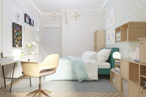 Фото № 3: Дизайн-проект трехкомнатной квартиры 81.9  м² Современный стиль для ЖК Солнечный район