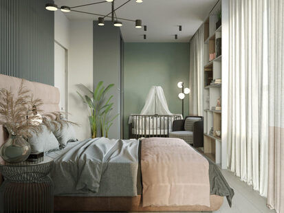 Фото № 1: Дизайн-проект однокомнатной квартиры 42.35  м² стиль Современный для ЖК Солнечный район