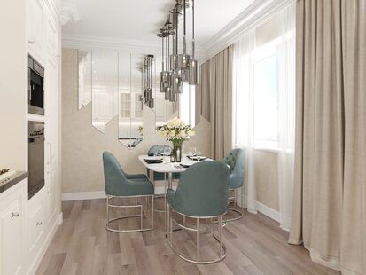 Фото № 4: Дизайн-проект двухкомнатной квартиры 55.1  м² стиль Современная классика для ЖК Академик