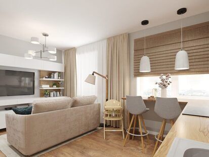 Фото № 2: Дизайн-проект евро двухкомнатной квартиры 45.9  м² стиль Современный для ЖК Академик