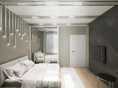 Фото № 4: Дизайн-проект евро двухкомнатной квартиры 43.35  м² стиль Современная классика для ЖК Солнечный район