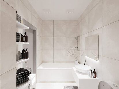 Фото № 3: Дизайн-проект евро двухкомнатной квартиры 43.35  м² стиль Современная классика для ЖК Солнечный район