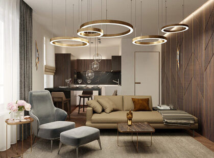 Фото № 1: Дизайн-проект евро трехкомнатной квартиры 59.02  м² стиль Модернизм для ЖК Солнечный район