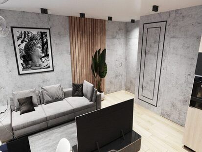 Фото № 1: Дизайн-проект евро трехкомнатной квартиры 60.31  м² Современный стиль для ЖК Солнечный район