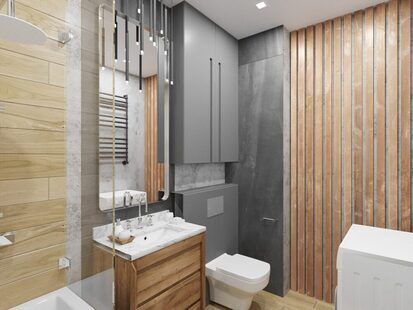 Фото № 2: Дизайн-проект евро трехкомнатной квартиры 60.31  м² Современный стиль для ЖК Солнечный район