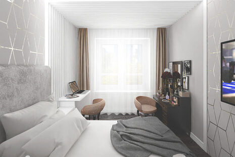 Фото № 2: Дизайн-проект евро трехкомнатной квартиры 65.54  м² стиль Современный для ЖК Солнечный район