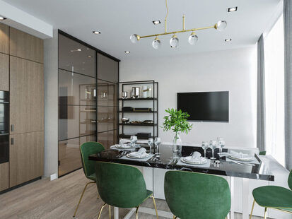 Фото № 2: Дизайн-проект трехкомнатной квартиры 80.59  м² Современный стиль для ЖК Солнечный район