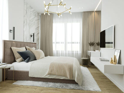 Фото № 5: Дизайн-проект трехкомнатной квартиры 80.59  м² Современный стиль для ЖК Солнечный район