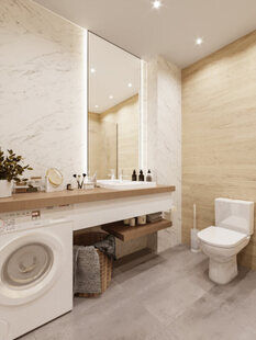 Фото № 6: Дизайн-проект трехкомнатной квартиры 80.59  м² Современный стиль для ЖК Солнечный район