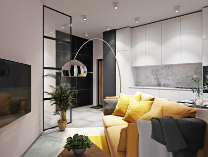 Фото № 4: Дизайн-проект евро трехкомнатной квартиры 63.88  м² Современный стиль для ЖК Стрижи Сити