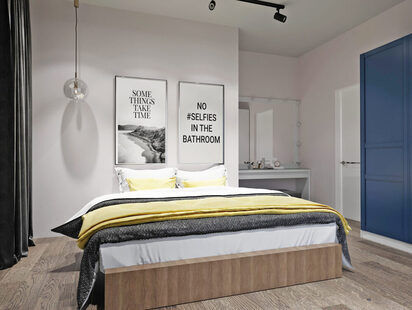 Фото № 2: Дизайн-проект евро трехкомнатной квартиры 63.88  м² Современный стиль для ЖК Стрижи Сити