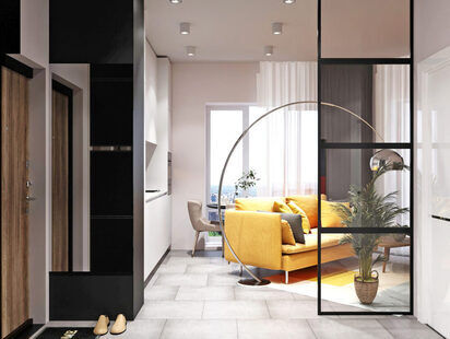 Фото № 3: Дизайн-проект евро трехкомнатной квартиры 63.88  м² Современный стиль для ЖК Стрижи Сити