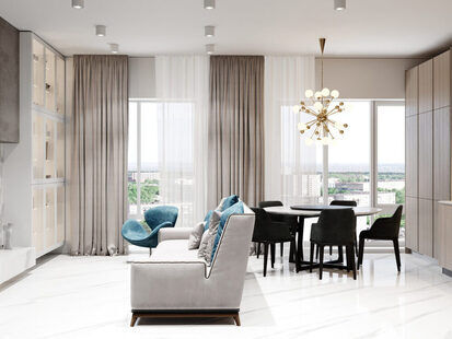 Фото № 1: Дизайн-проект евро трехкомнатной квартиры 97.1  м² Современный стиль для ЖК Стрижи Сити