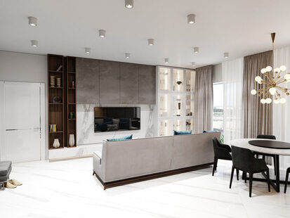 Фото № 6: Дизайн-проект евро трехкомнатной квартиры 97.1  м² Современный стиль для ЖК Стрижи Сити