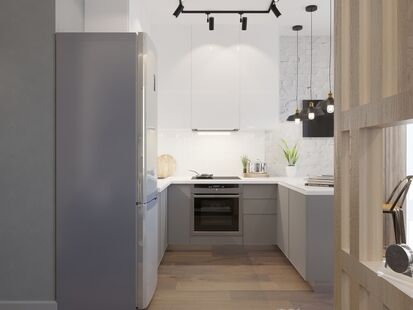 Фото № 3: Дизайн-проект однокомнатной квартиры 29.6  м² Скандинавский стиль для ЖК Жемчужина Зеленограда