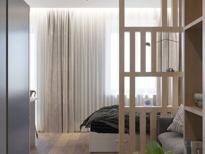 Фото № 6: Дизайн-проект однокомнатной квартиры 29.6  м² Скандинавский стиль для ЖК Жемчужина Зеленограда