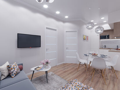 Фото № 4: Дизайн-проект трехкомнатной квартиры 55.7  м² Стиль Контемпорари для ЖК Московский