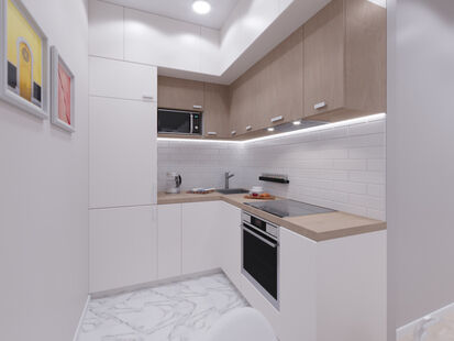 Фото № 3: Дизайн-проект трехкомнатной квартиры 55.7  м² Стиль Контемпорари для ЖК Московский