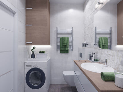 Фото № 6: Дизайн-проект трехкомнатной квартиры 55.7  м² Стиль Контемпорари для ЖК Московский