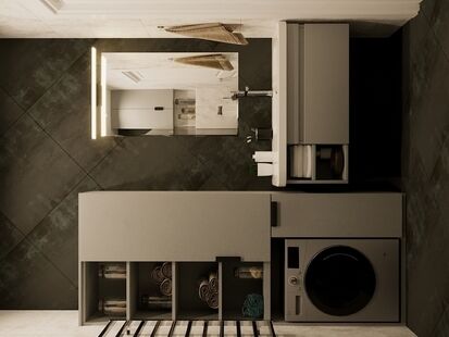 Фото № 3: Дизайн-проект двухкомнатной квартиры 43.2  м² Стиль Модернизм для ЖК Оранж Парк