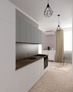 Фото № 2: Дизайн-проект однокомнатной квартиры 37.71  м² Стиль Контемпорари для ЖК Московский