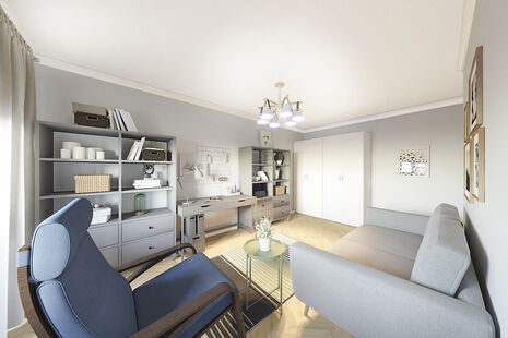 Фото № 1: Дизайн-проект двухкомнатной квартиры 47.24  м² Скандинавский стиль для ЖК Московский