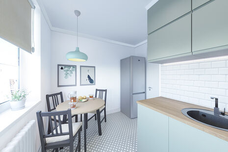 Фото № 3: Дизайн-проект двухкомнатной квартиры 47.24  м² Скандинавский стиль для ЖК Московский