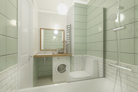 Фото № 2: Дизайн-проект двухкомнатной квартиры 47.24  м² Скандинавский стиль для ЖК Московский