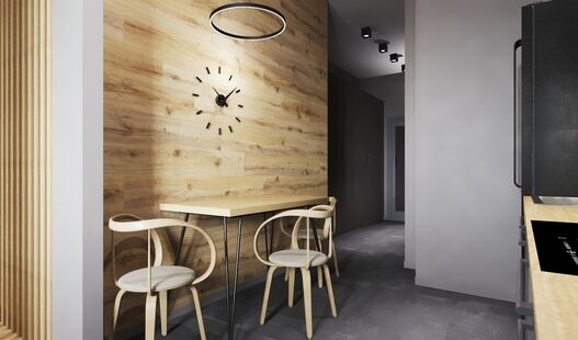 Фото № 5: Дизайн-проект однокомнатной квартиры 41.25  м² Стиль хай-тек для ЖК Московский