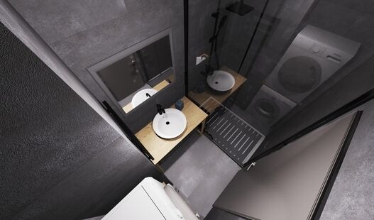 Фото № 2: Дизайн-проект однокомнатной квартиры 41.25  м² Стиль хай-тек для ЖК Московский