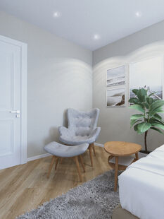 Фото № 1: Дизайн-проект однокомнатной квартиры 41.71  м² стиль Контемпорари для ЖК Московский