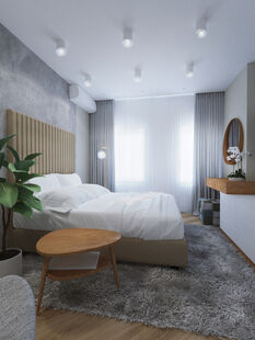 Фото № 3: Дизайн-проект однокомнатной квартиры 41.71  м² стиль Контемпорари для ЖК Московский