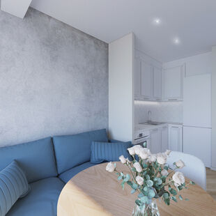 Фото № 5: Дизайн-проект однокомнатной квартиры 41.71  м² стиль Контемпорари для ЖК Московский