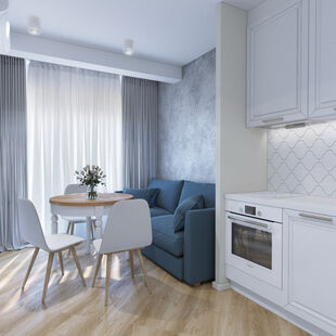 Фото № 6: Дизайн-проект однокомнатной квартиры 41.71  м² стиль Контемпорари для ЖК Московский